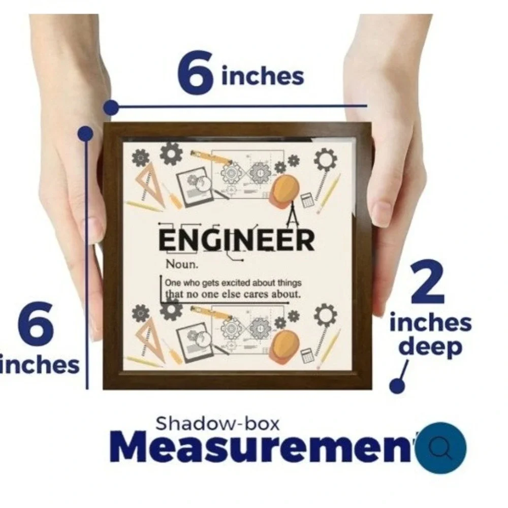 ENGINEER Gift Shadow Box‎ Wall Decor - 6x6x2